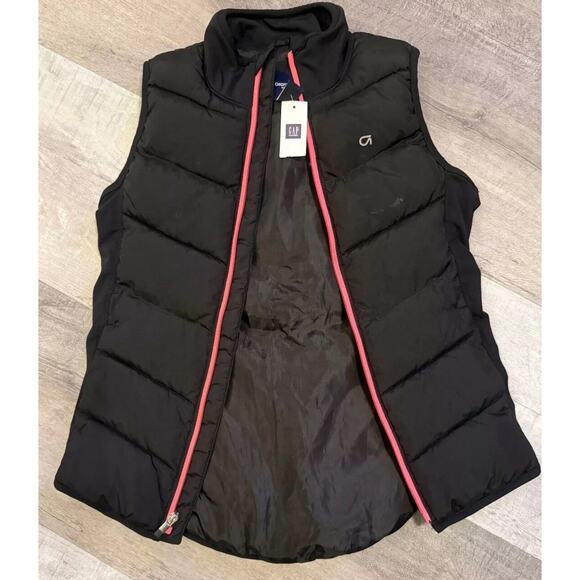 Gap Puffer Vest Kids Size XL Black Down Sleeveless Logo Mock Neck Full Zipper - Picture 1 of 5